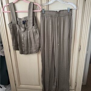 Christian Lacroix Taupe Wide-Leg Jumpsuit Set
